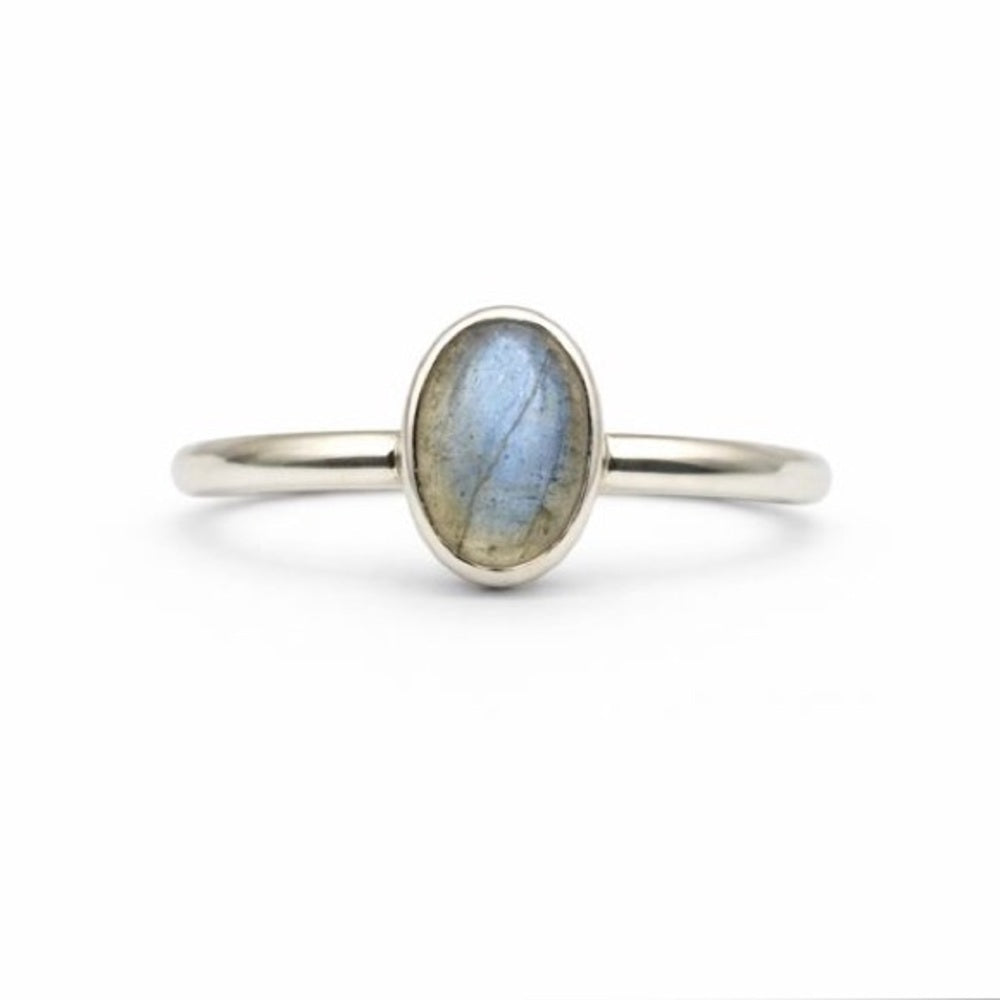 Oval Labradorite Sterling Silver Stacking Ring