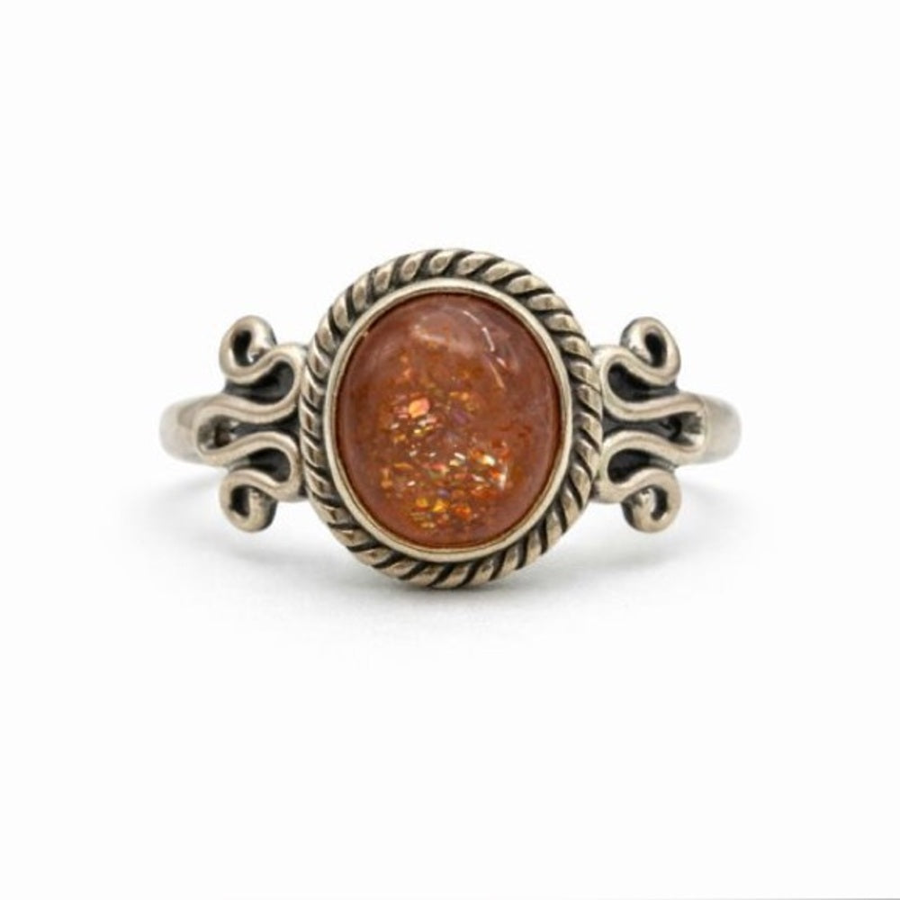 Oval Sunstone Sterling Silver Ring