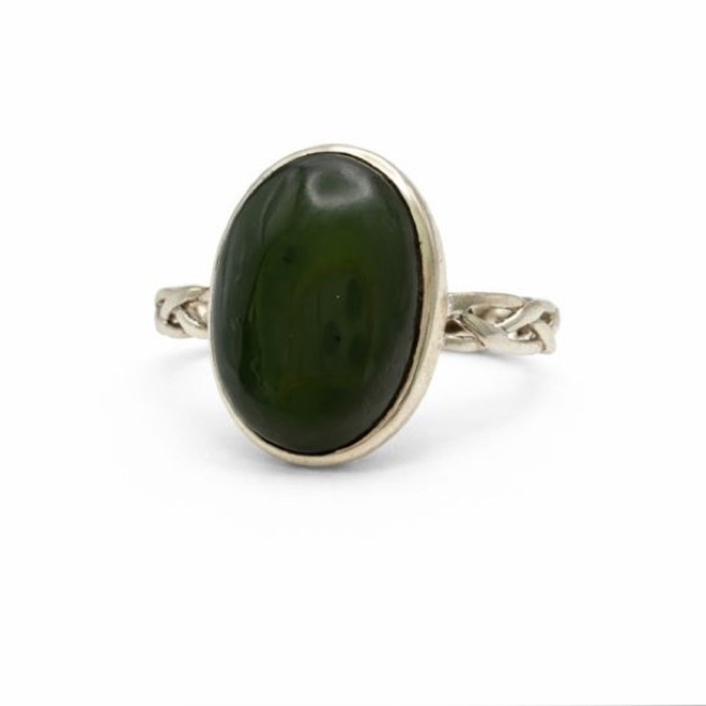 Nephrite Jade Braided Ring
