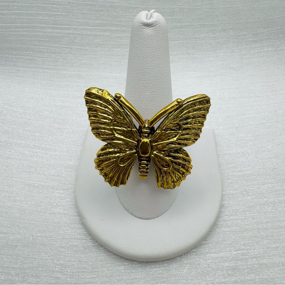 Two Toned S925 and Brass Butterfly Ring