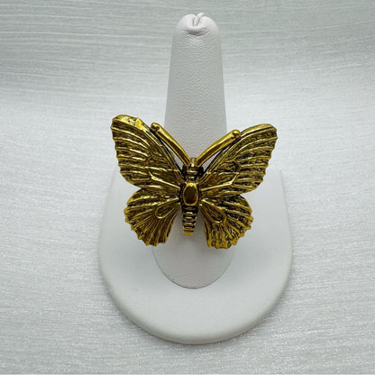 Two Toned S925 and Brass Butterfly Ring