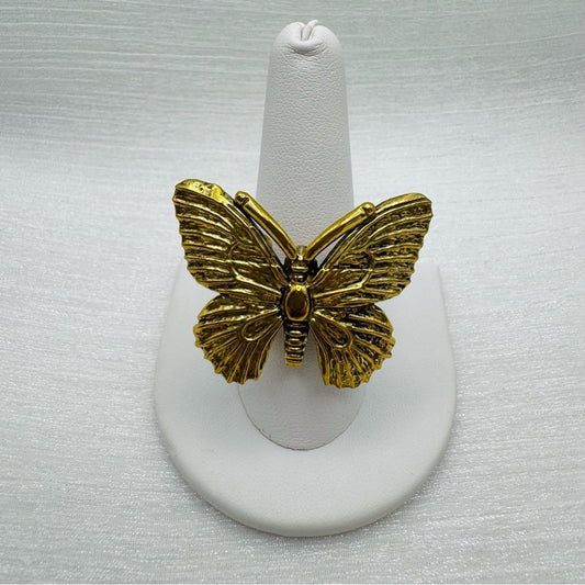 Two Toned S925 and Brass Butterfly Ring