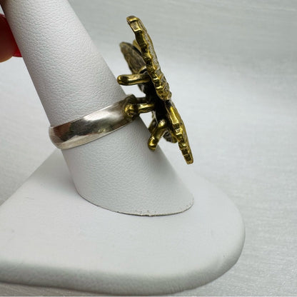 Two Toned S925 and Brass Butterfly Ring