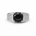 Onyx Faceted Cut Greek Key Ring