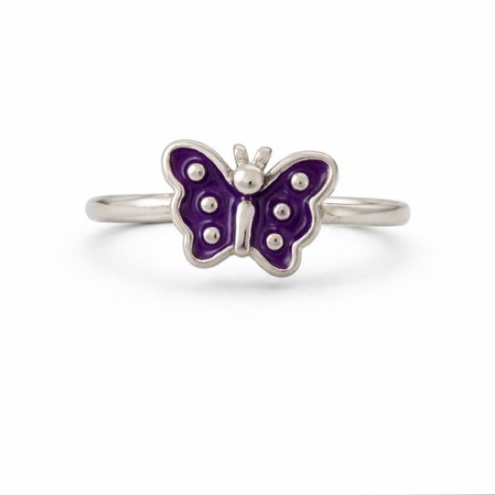 Purple Enamel Butterfly Ring