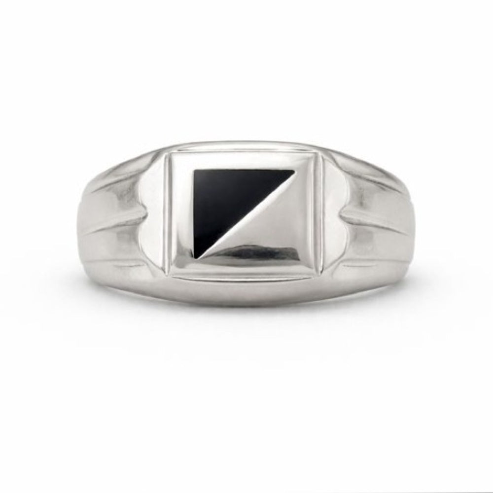 Black Triangle Onyx Signet Ring
