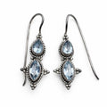 Swiss Blue Topaz Dangle Clasp Earrings