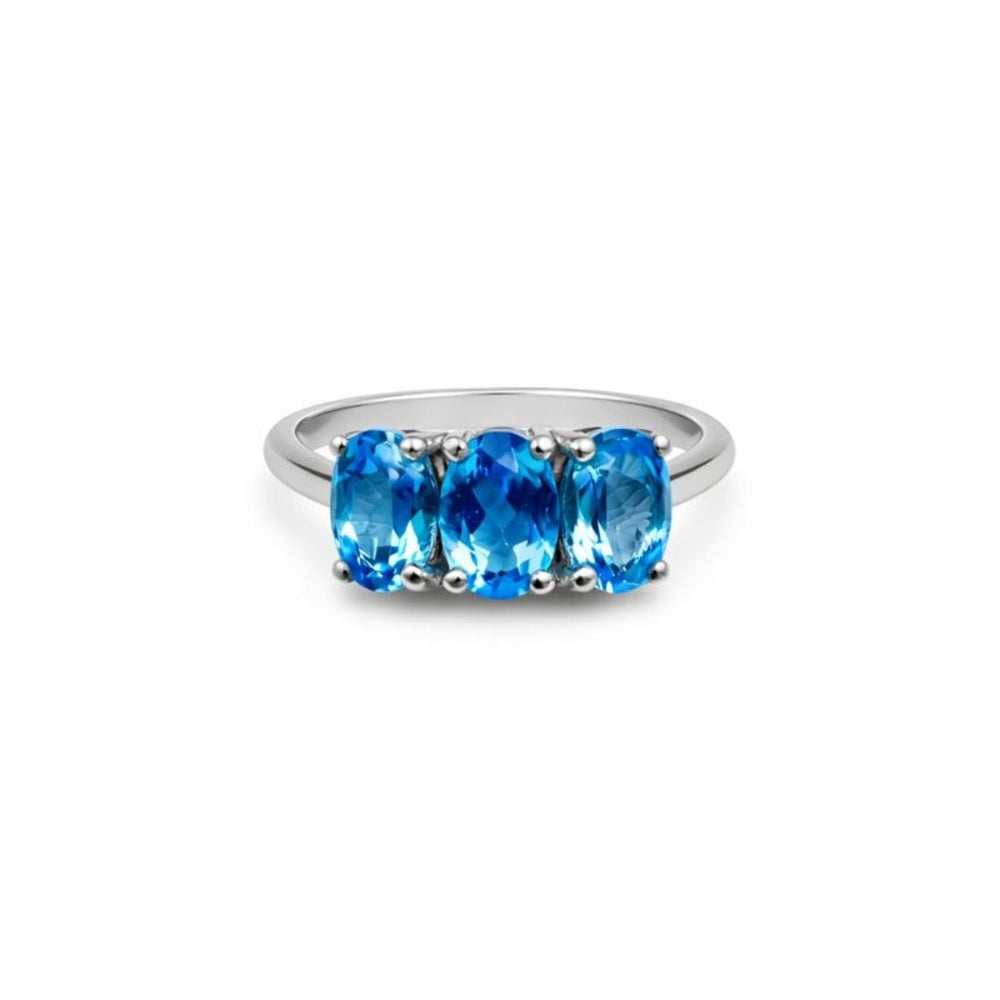 Triple Oval Swiss Blue Topaz Ring
