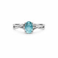 Oval Cabochon Swiss Blue Topaz Ring