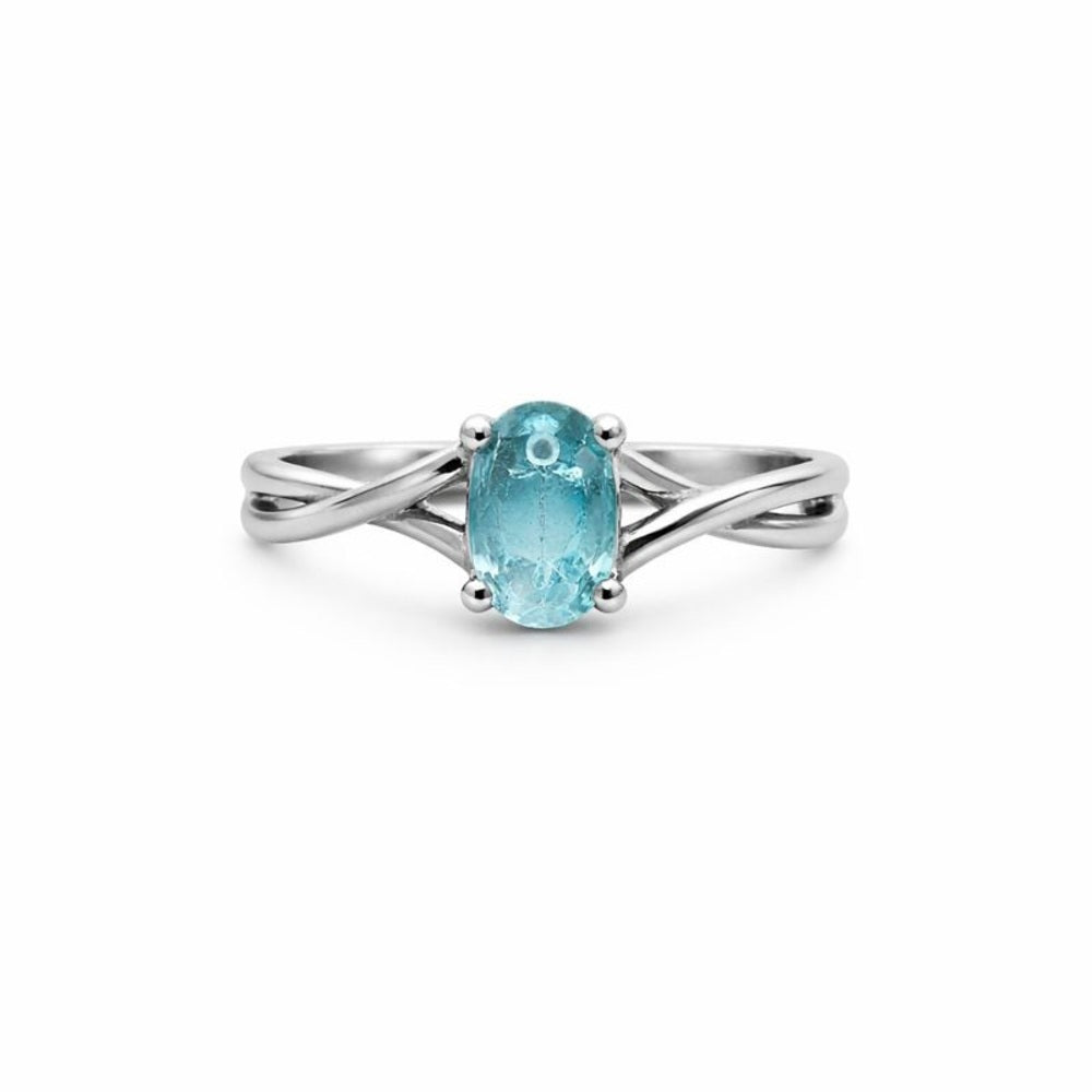 Oval Cabochon Swiss Blue Topaz Ring