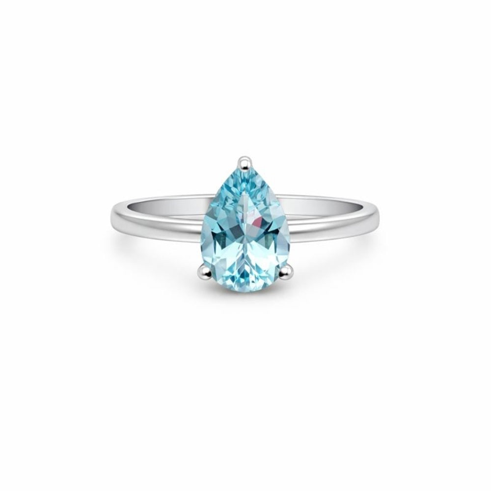 Large Teardrop Swiss Blue Topaz Ring