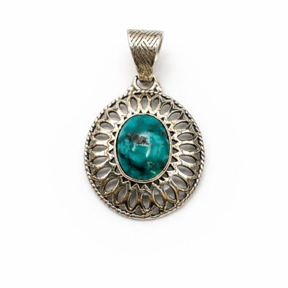 Oval Turquoise Sterling Silver Pendant
