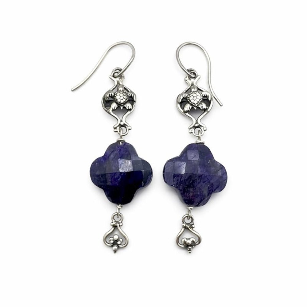 Sapphire Clover Dangle Earrings