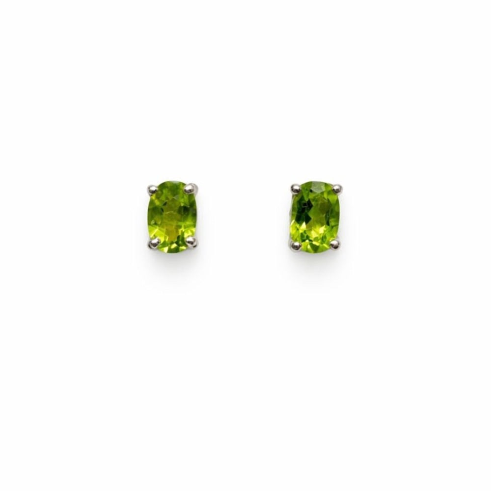 Peridot Oval Stud Earrings