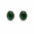 Green Chalcedony Oval Stud Earrings