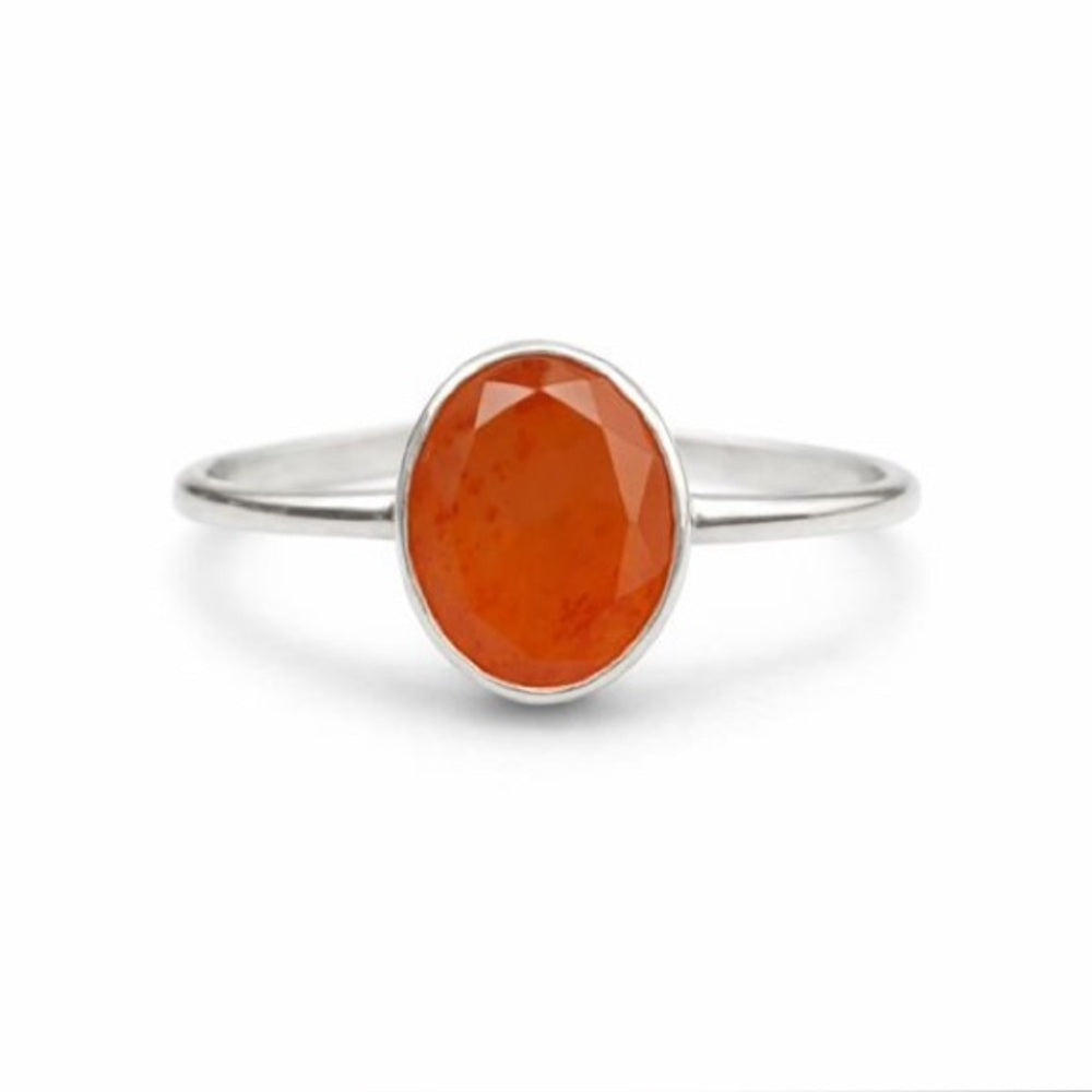 Oval Carnelian Sterling Silver Ring