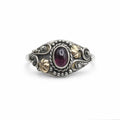 Purple Garnet Two Toned Flower Ring