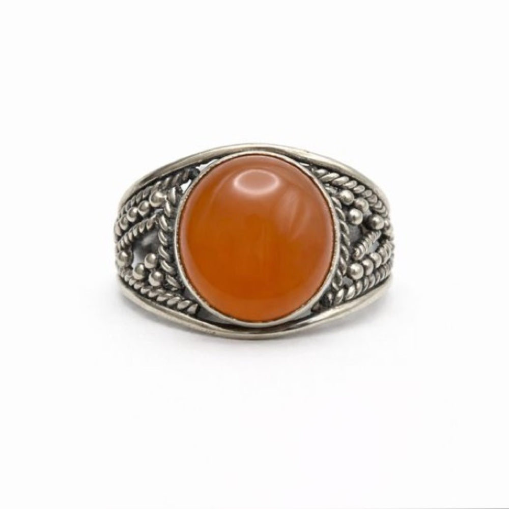 Carnelian Braided Sterling Silver Ring