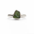 Raw Moldavite Silver Ring