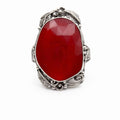 Large Faceted Carnelian Silver Detail Ring