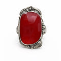 Large Carnelian Silver Detail Ring
