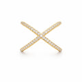 Gold Pavé X Ring