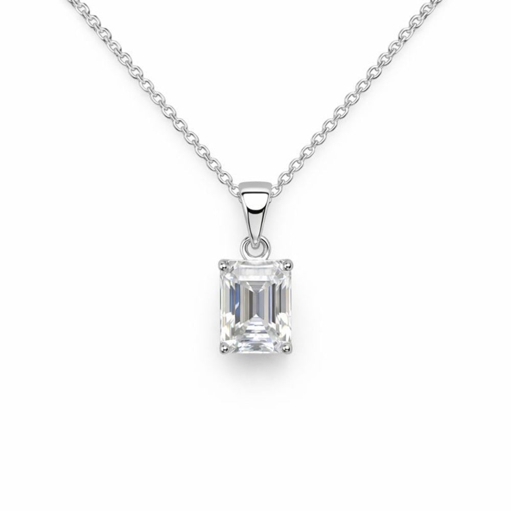 2.0 CT Moissanite Emerald Cut Pendant