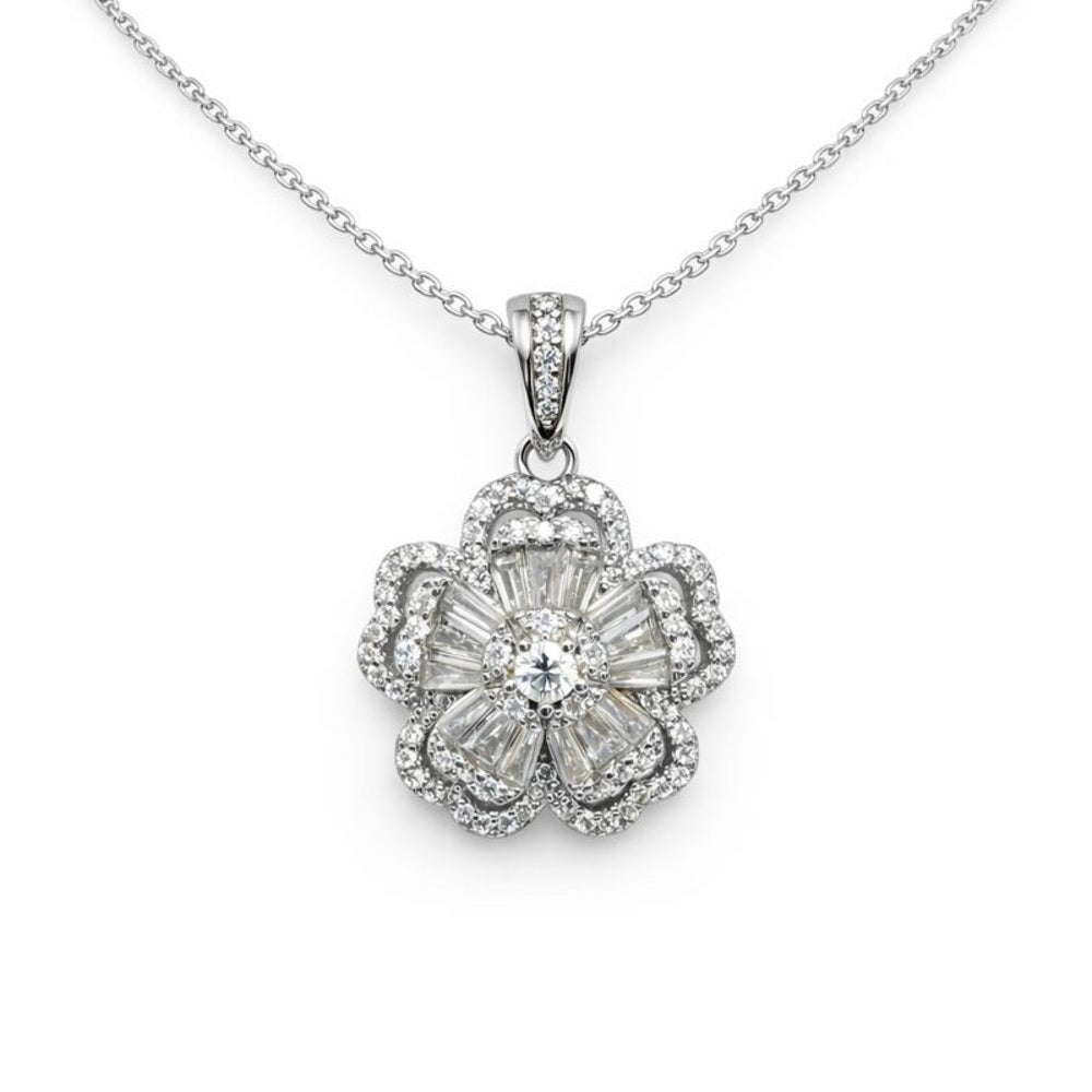 2.0 CT Moissanite Flower Pendant