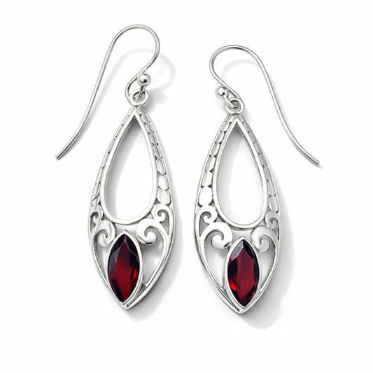 S925 Garnet Leaf Earrings