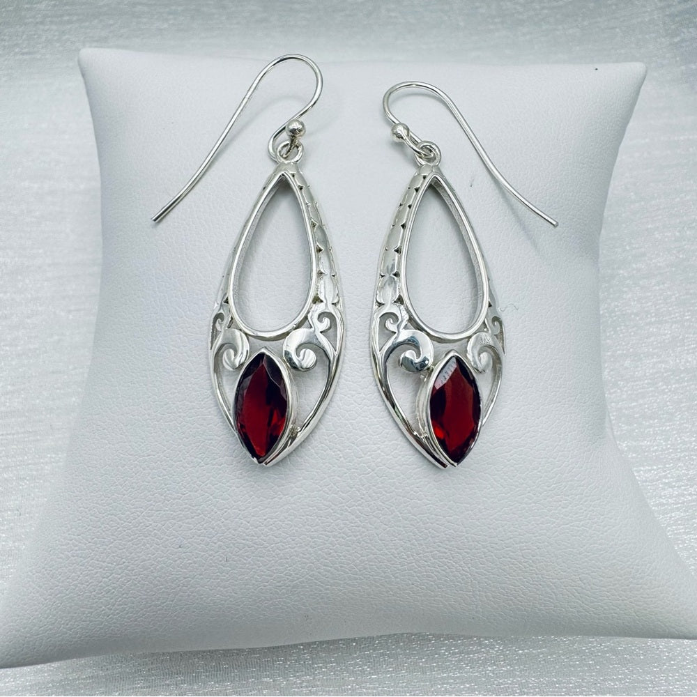 Garnet Leaf Earrings