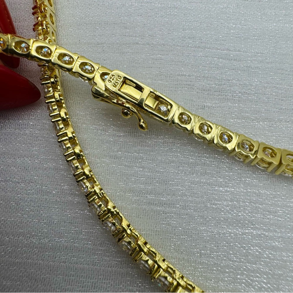 22.0 CT Gold Moissanite Tennis Necklace