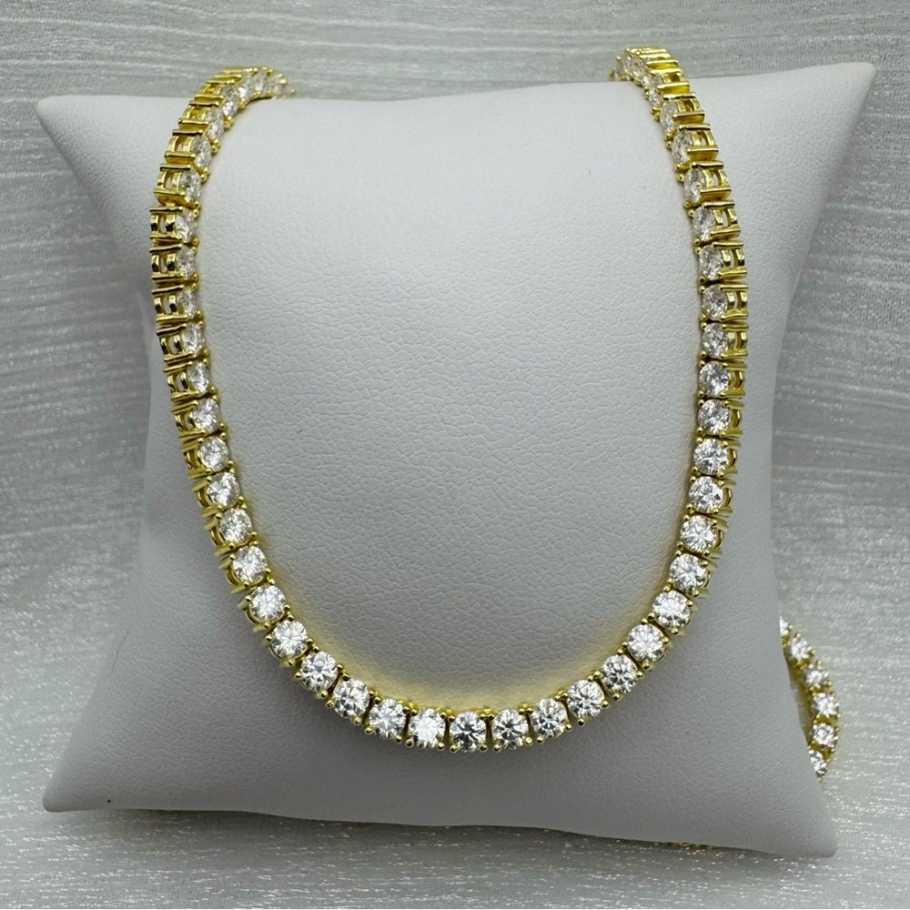 22.0 CT Gold Moissanite Tennis Necklace