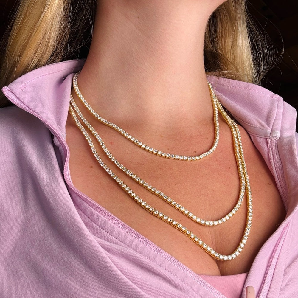 22.0 CT Gold Moissanite Tennis Necklace