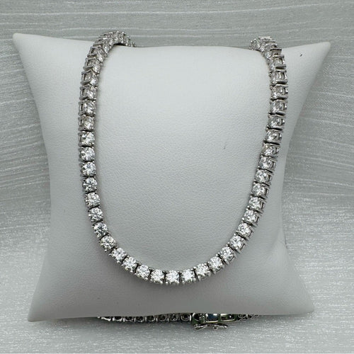 15.0 CT Silver Moissanite Tennis Necklace