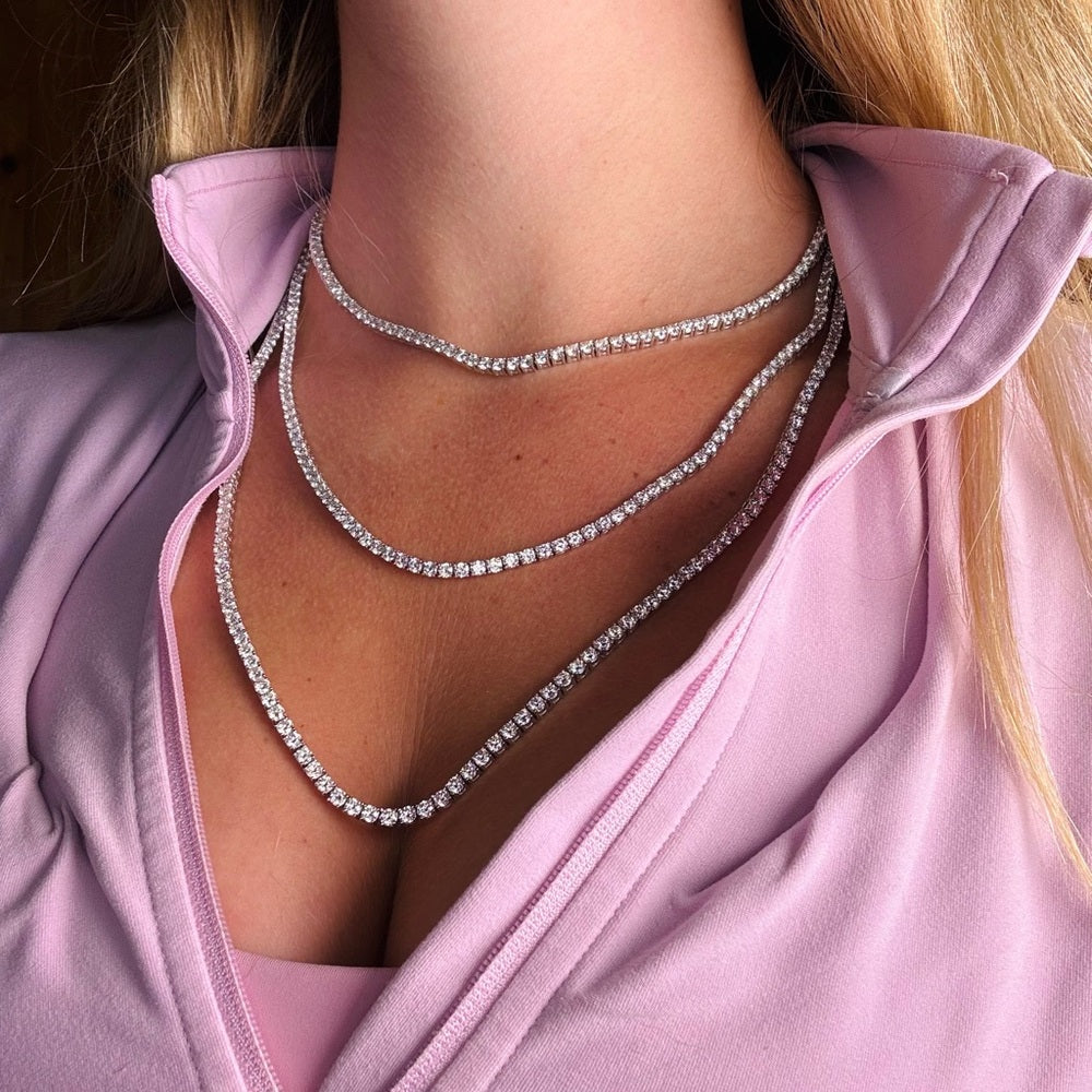 15.0 CT Silver Moissanite Tennis Necklace