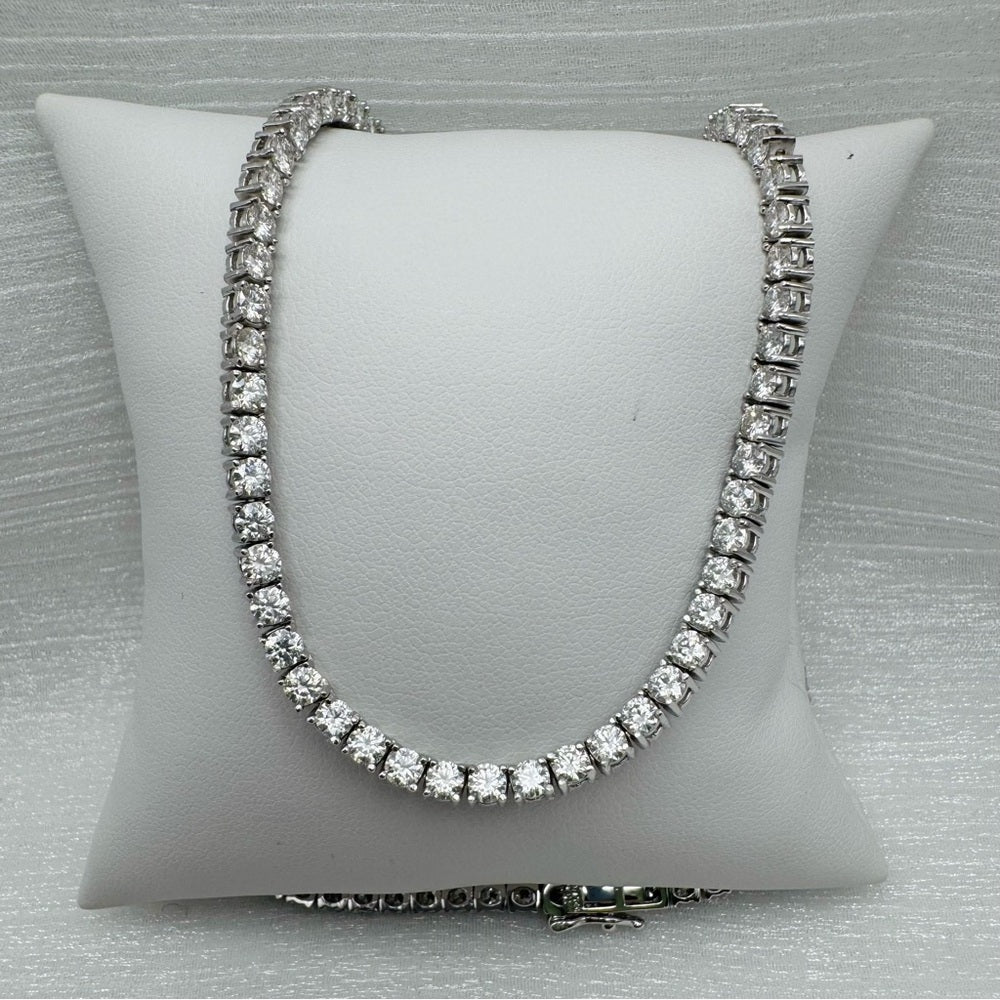 22.0 CT Silver Moissanite Tennis Necklace