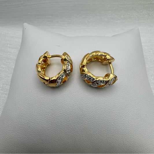 S925 Gold Crystal Huggies