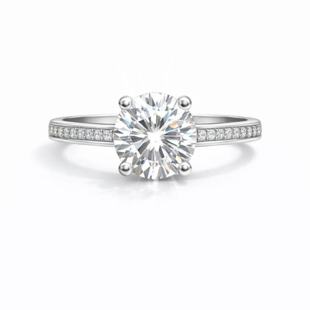 3.52 CT Moissanite Solitare w Pavé Band