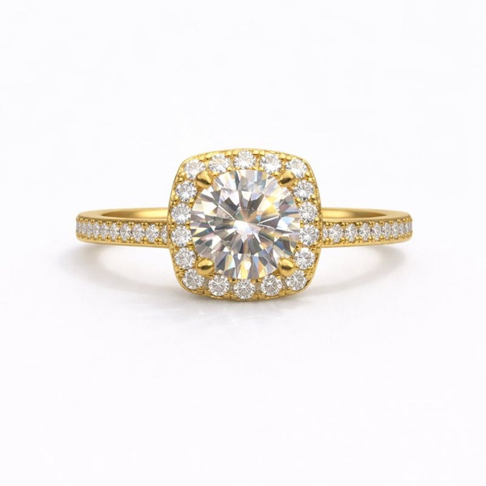 2.54 CT Moissanite Solitare & Pavé Halo/Band