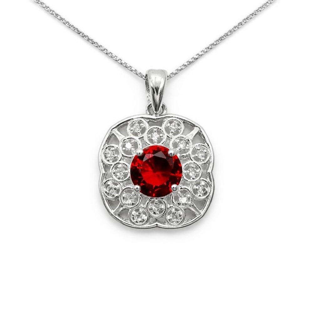 Quatrefoil Ruby Red Colored Pendant