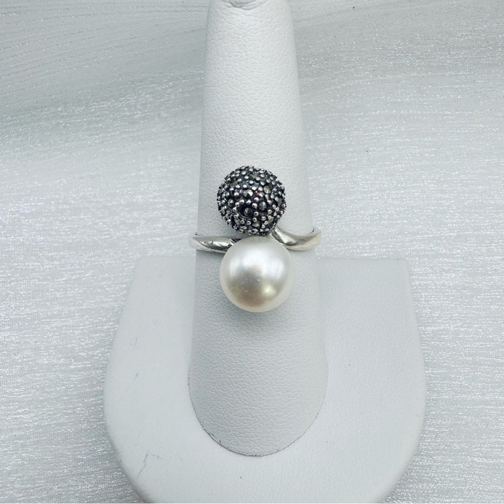 Freshwater Pearl and Marcasite Ring