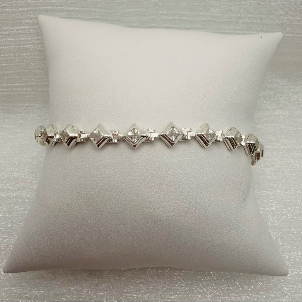 S925 Diamond Shaped Crystal Chain Bracelet