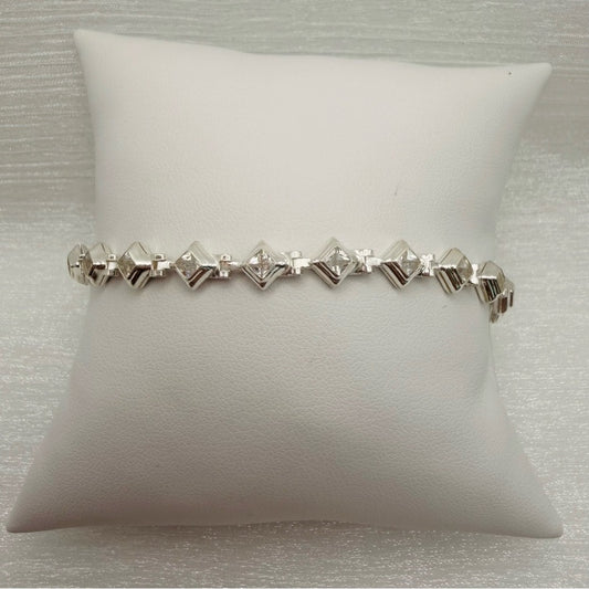 S925 Diamond Shaped Crystal Chain Bracelet