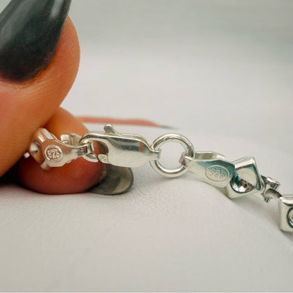 S925 Diamond Shaped Crystal Chain Bracelet