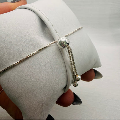 S925 Paperclip and Box Chain Adjustable Bracelet