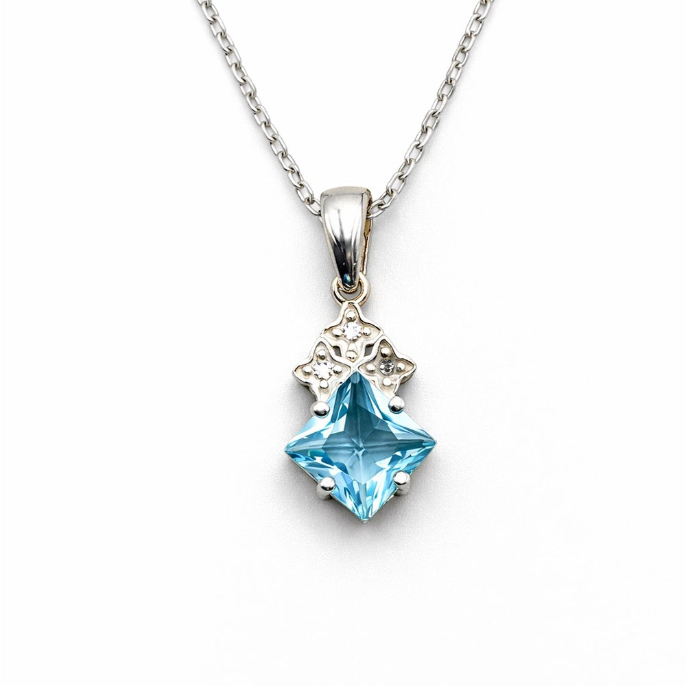 Square Blue Crystal Pendant