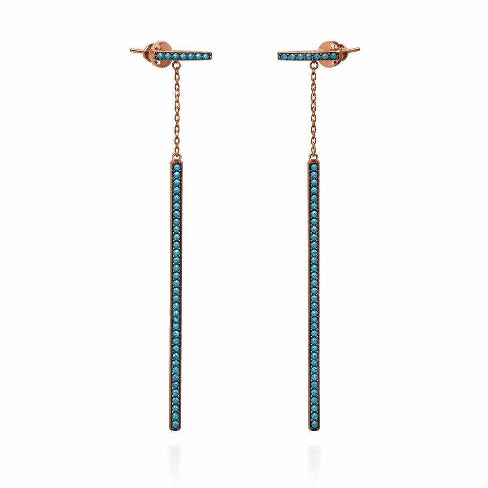 Rose Gold Turquoise Dangle Stud Earrings