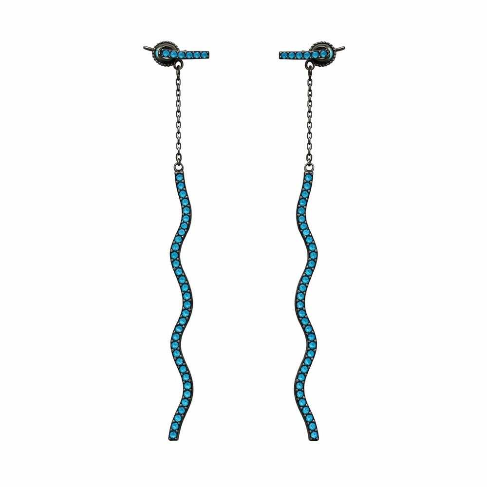 Turquoise Wavy Dangle Stud Earrings