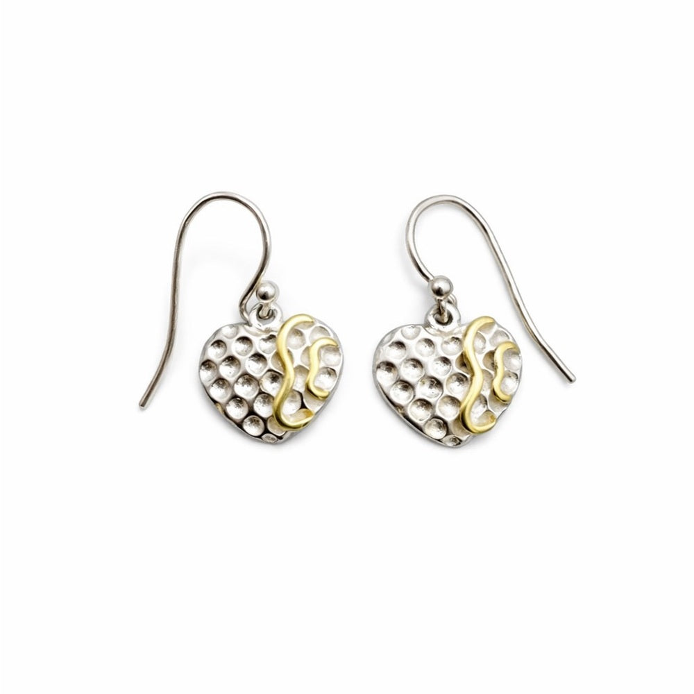 Two Toned Heart Dangle Earrings