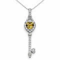 Citrine Heart Key Pendant